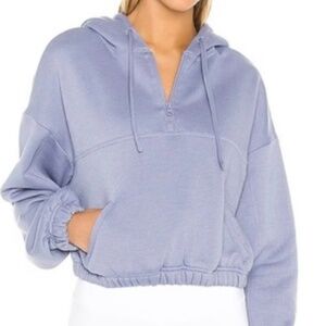 ALO YOGA Stadium 1/4 zip cropped hoodie, size M, lavender/purple